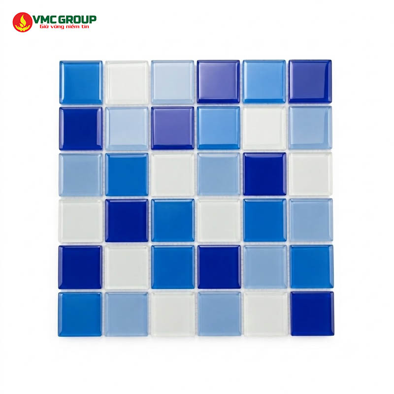 Gach Mosaic be boi thuy tinh mau xanh MST48060 300x300mm