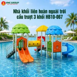 Nhà khối liên hoàn ngoài trời cầu trượt 3 khối HB10-067