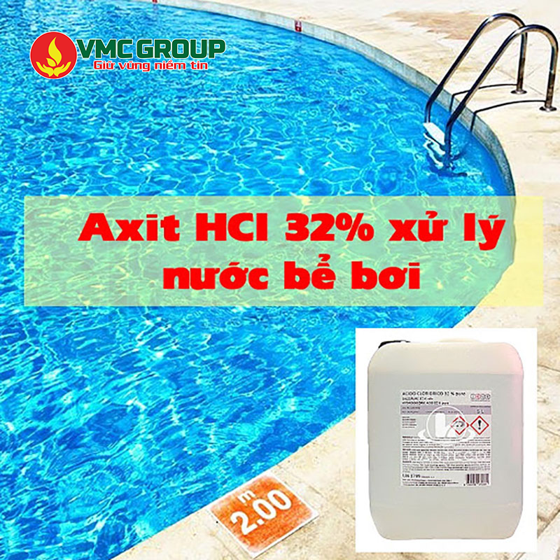 Hcl giúp giảm độ PH bể bơi