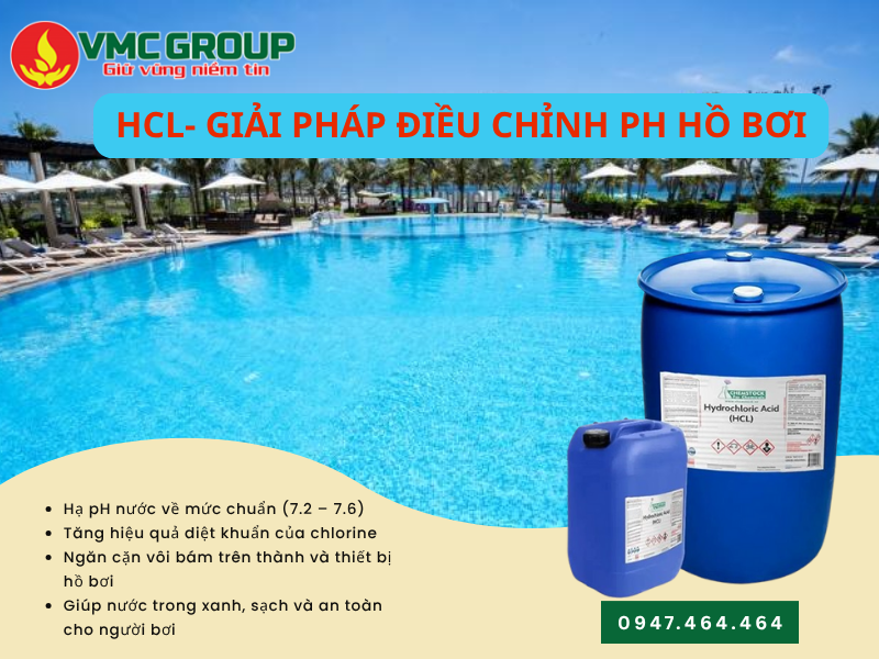 Acid HCl trong xử lý nước bể bơi