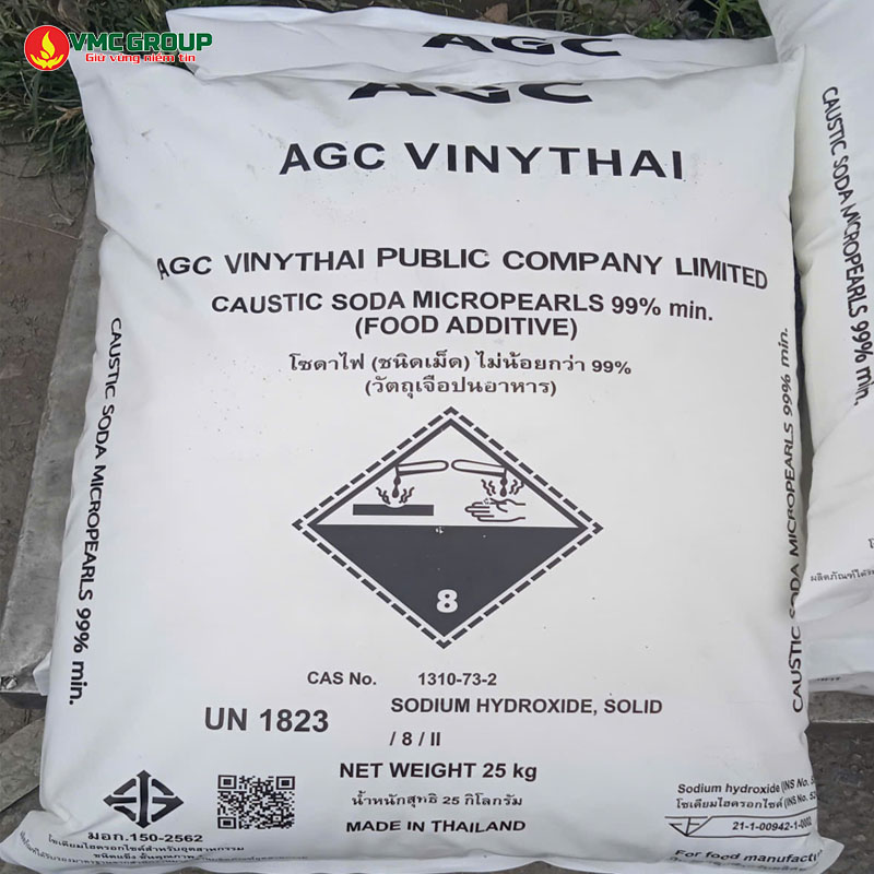 Xut hat Thai Lan AGC Vinythai 99% bao 25kg - Caustic Soda Micropearls 99%
