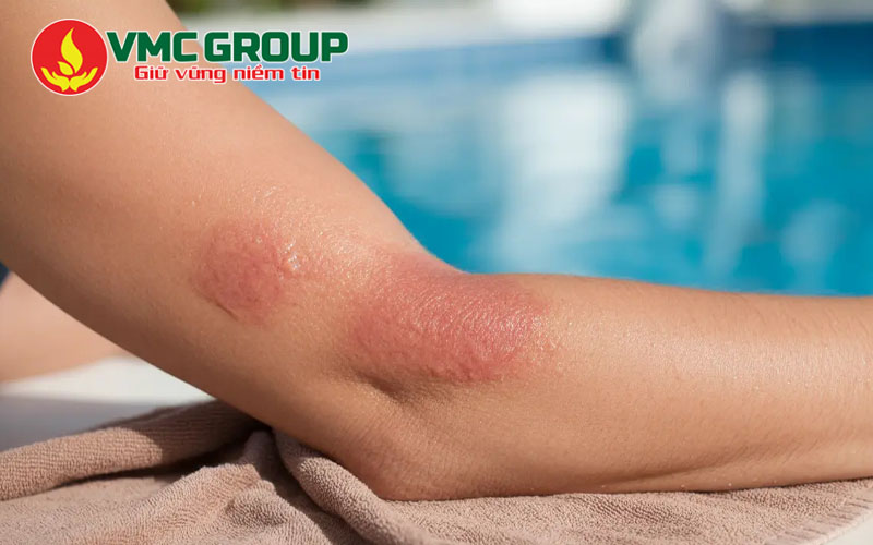 Ngứa da, nổi mẩn đỏ do dị ứng nước ở bể bơi