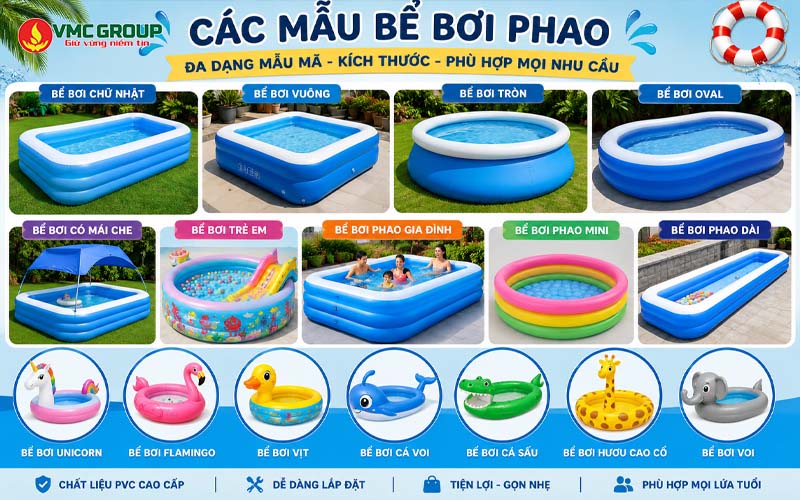 Bể bơi phao nhiều mẫu mã