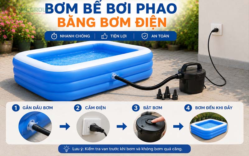 Bơm bể bơi phao bằng bơm điện