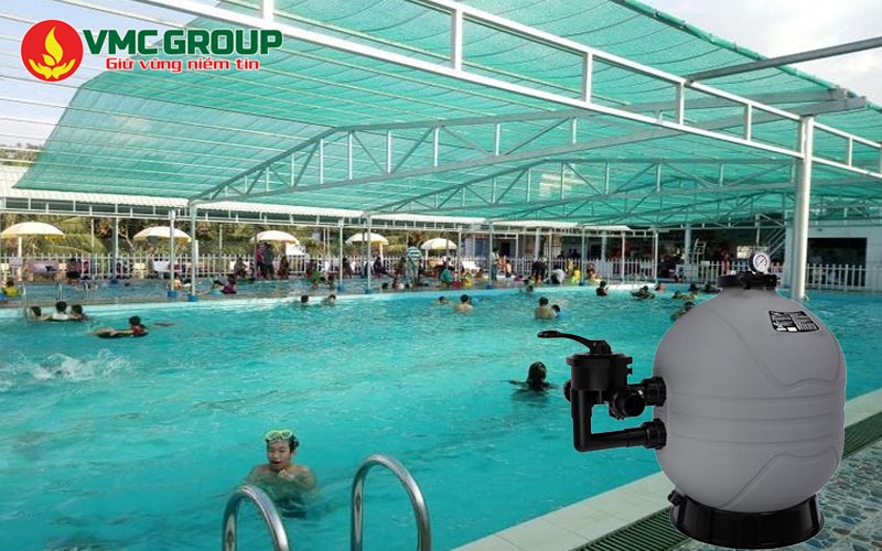 Bình lọc cát van ngang phù hợp bể bơi có lưu lượng lớn