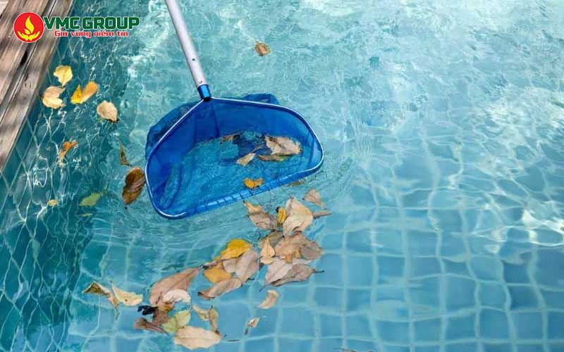 Vớt rác bể bơi hàng ngày
