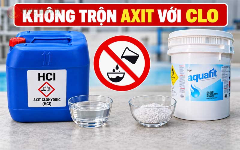 Không trộn axit với Clo