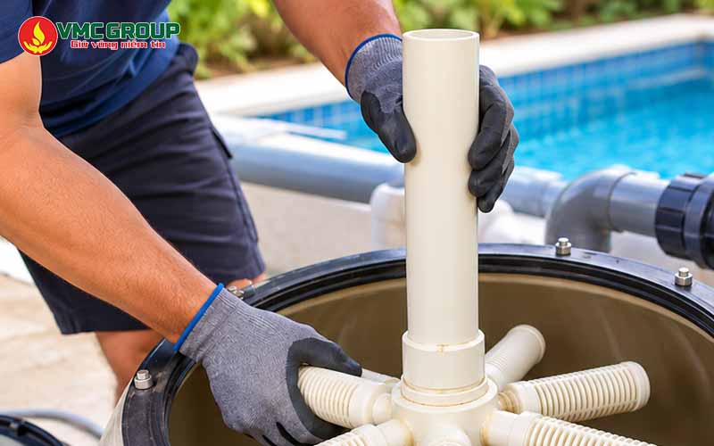 Thay ống lọc trong bình lọc cát